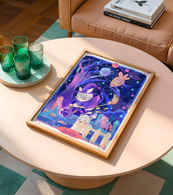 Whimsical zodiac scorpio scene with a magical theme