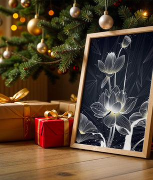 Elegant Abstract Lotus Flowers with Geometric Patterns