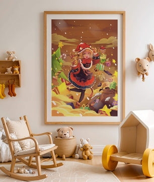 Festive anime character surrounded by gifts and holiday decor