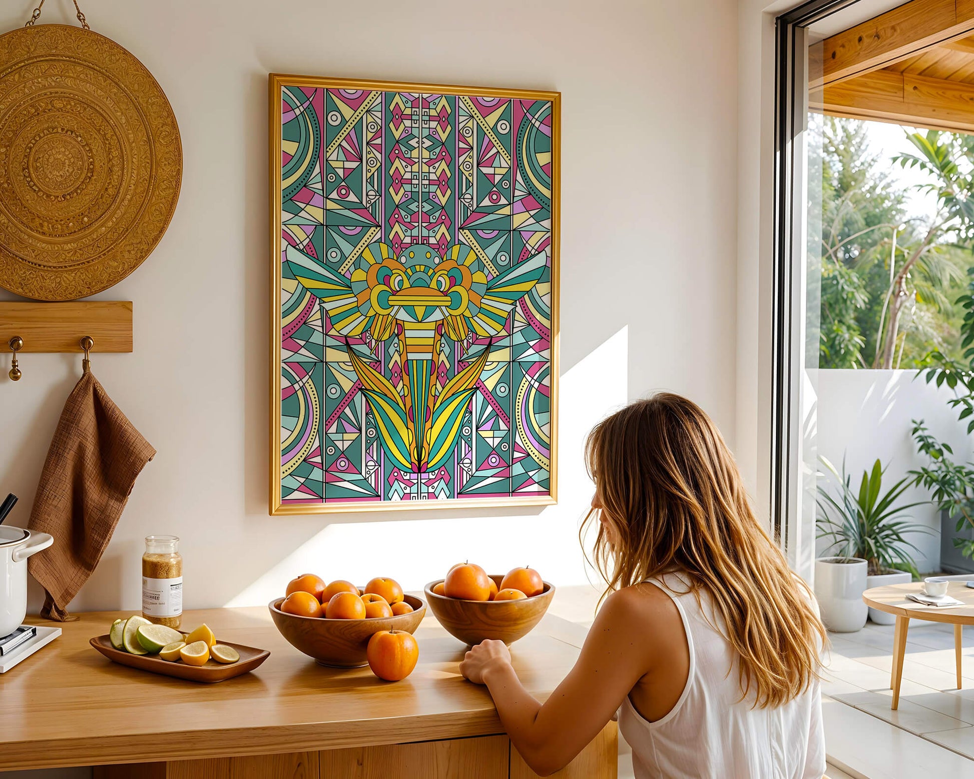 Elefante geométrico colorido con patrones abstractos