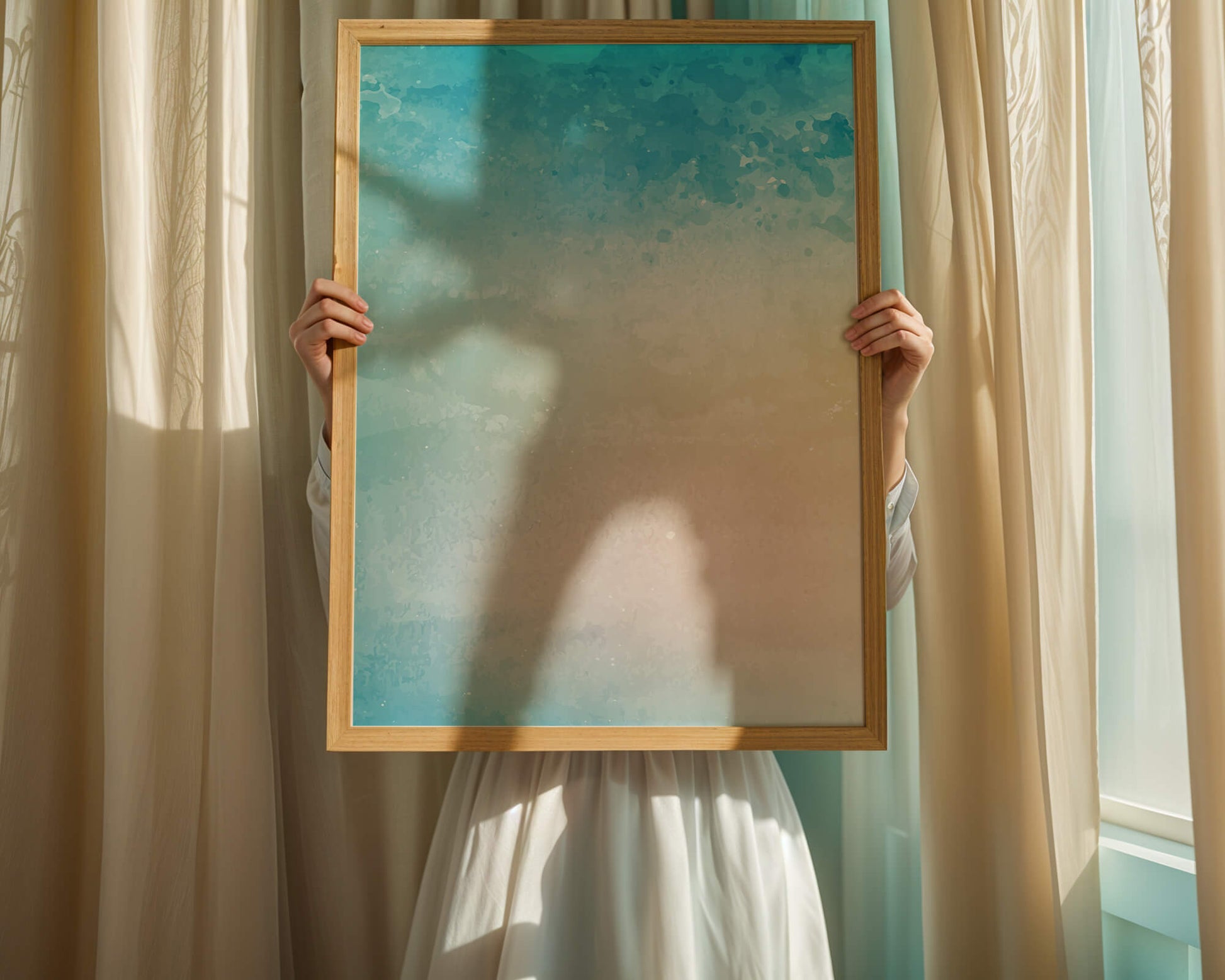 Pastel watercolor background with blue and beige gradient