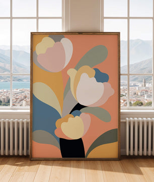 Colorful abstract shapes with soft pastel tones