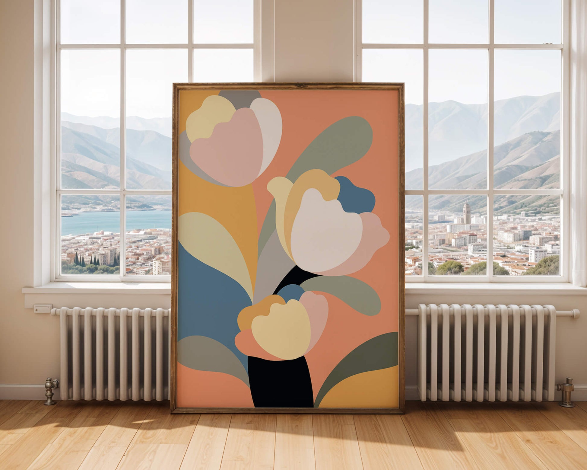 Colorful abstract shapes with soft pastel tones