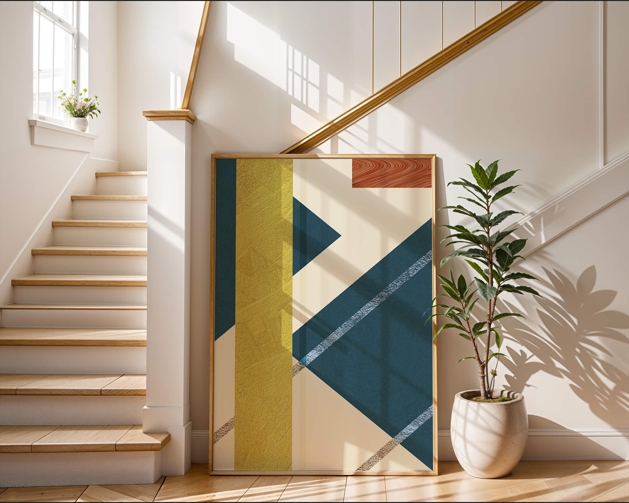 Contemporary abstract geometric art with vibrant colors