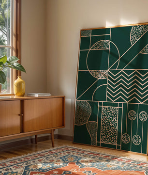 Geometric Abstract Art with Circle and Line Patterns