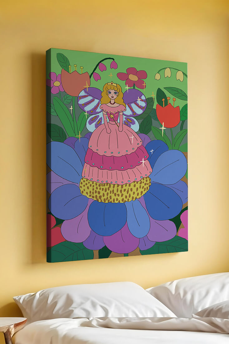 Fairy Princess in Enchanted Garden with Golden Elements