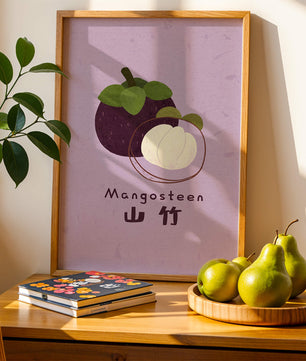 Illustration de fruit de mangoustan avec fond violet