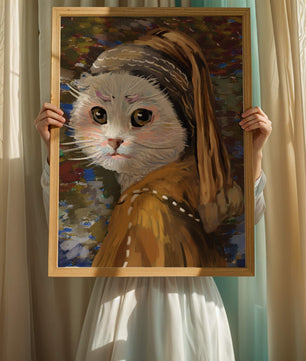 Retrato caprichoso de un gato en estilo clásico con pinceladas detalladas