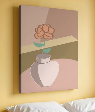 Ilustración abstracta de un jarrón con una flor en colores pastel