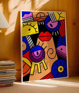 Abstract Geometric Pop Art with Bright Colors and Shapes - Mi tienda