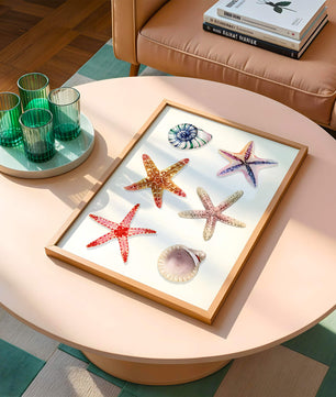 Watercolor collection of seashells and starfish illustration