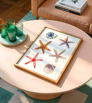 Watercolor collection of seashells and starfish illustration