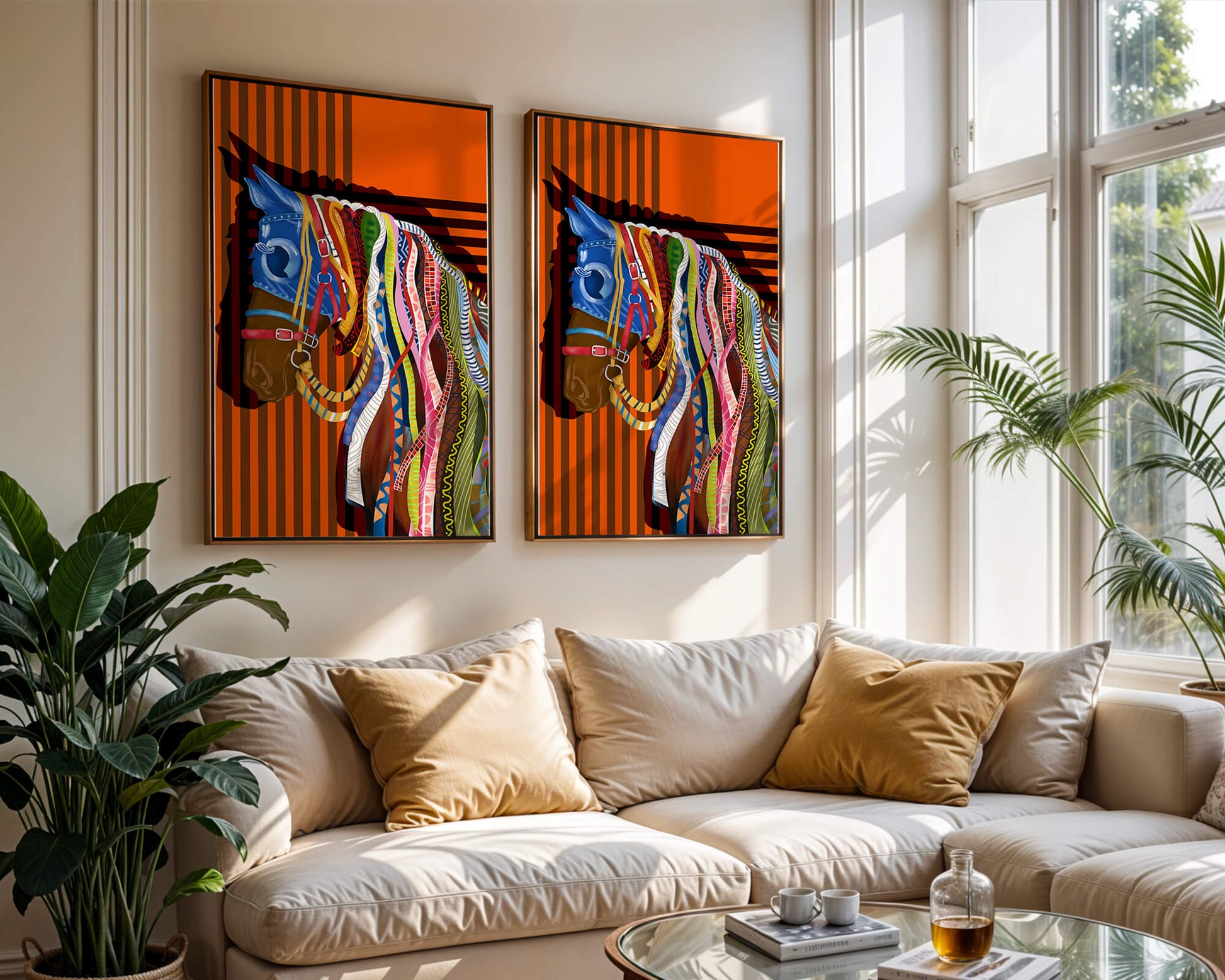 Colorful abstract horse art with intricate patterns