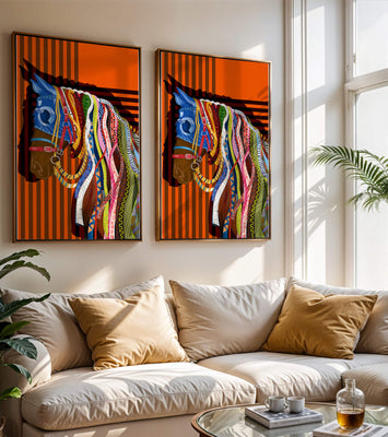 Colorful abstract horse art with intricate patterns