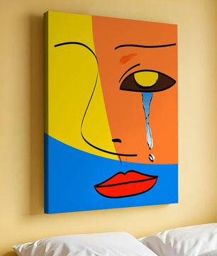 Colorido arte de rostro abstracto con lágrima en estilo moderno