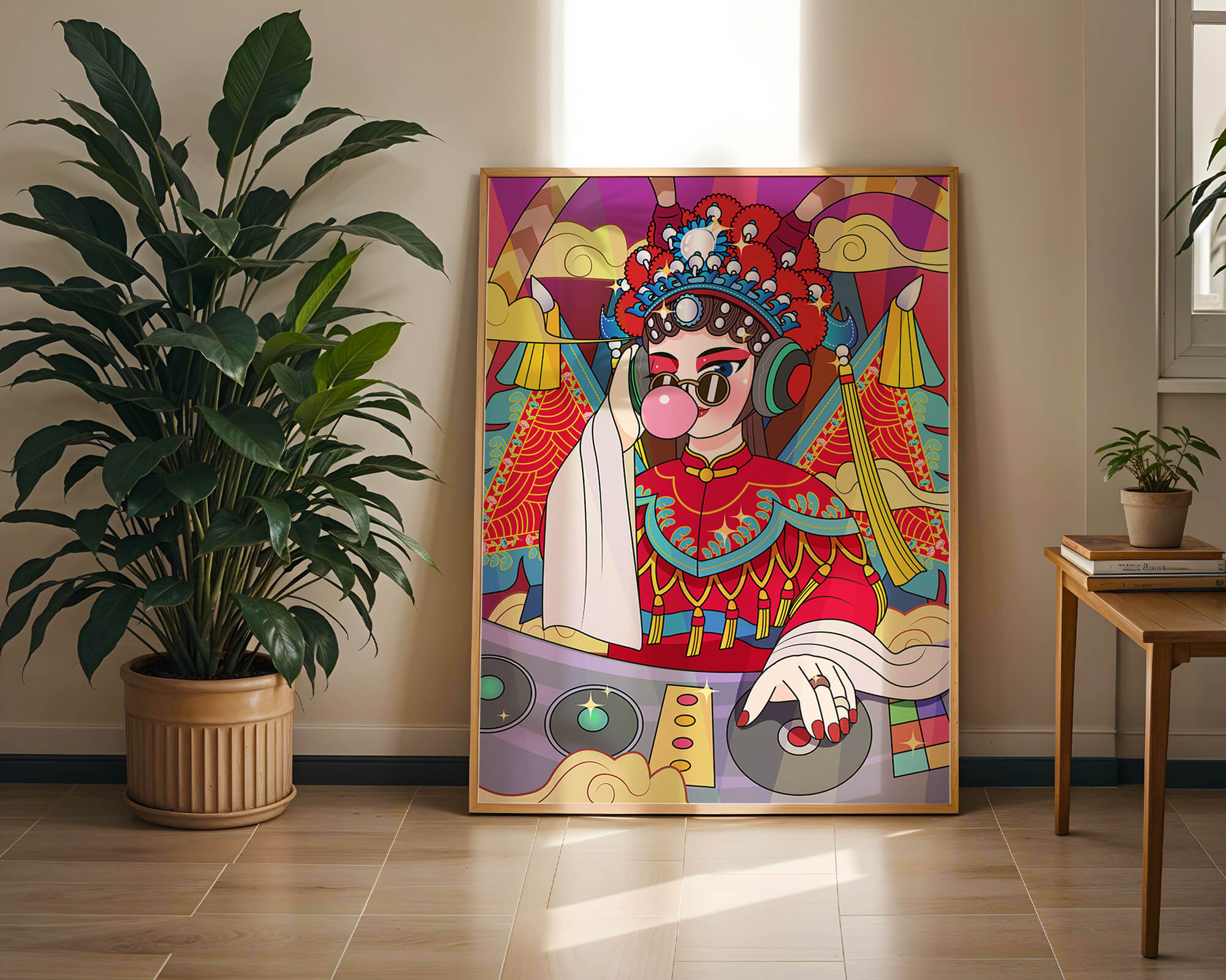 Vibrant DJ illustration combining traditional and modern elements