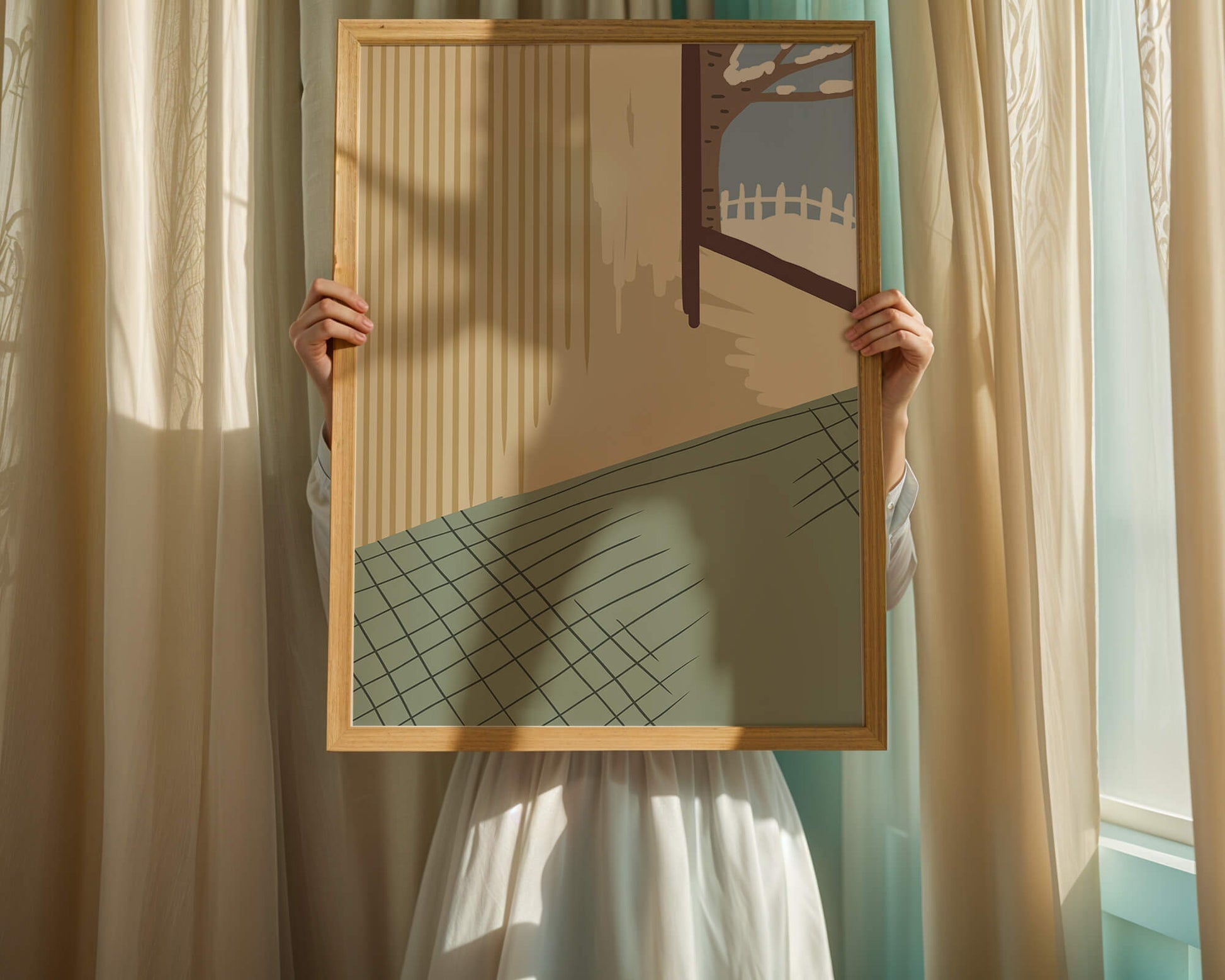 Interior Scene with Winter View Through a Window