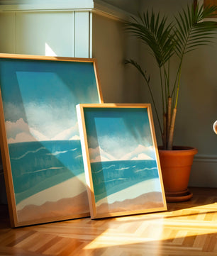 Calming Ocean Shoreline with Blue Sky and Gentle Waves