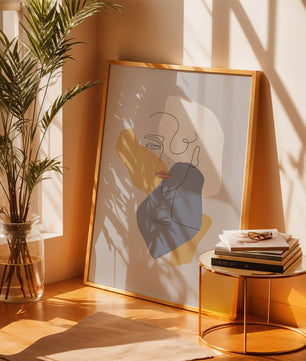 Abstract Line Art Portrait with Neutral Shapes - Mi tienda