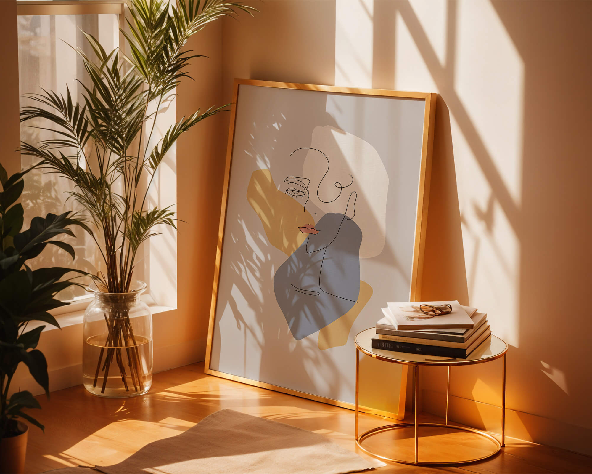 Abstract Line Art Portrait with Neutral Shapes - Mi tienda