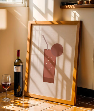 Minimalist Illustration of a Chocolate Drink with Straw and Window Background - Mi tienda