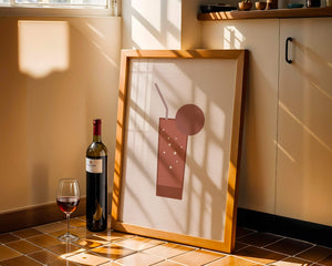 Minimalist Illustration of a Chocolate Drink with Straw and Window Background - Mi tienda