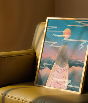 Ruhige Landschaft mit Silhouette, die den Sonnenuntergangshimmel und die Wolken betrachtet