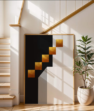 Modern abstract geometric artwork with gold accents - Mi tienda