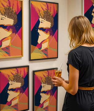 Colorful Abstract Portrait with Geometric and Golden Elements - Mi tienda