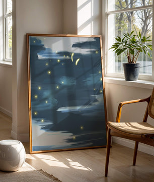 Ciel nocturne abstrait avec lucioles lumineuses