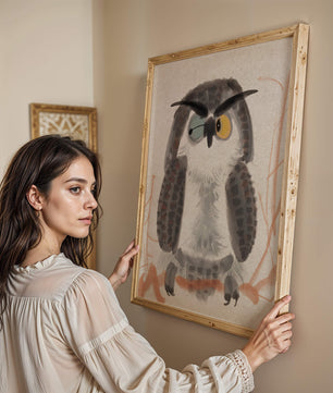 Whimsical Owl Illustration with Colorful Eyes