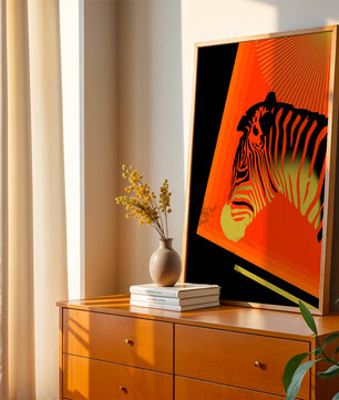 Abstract Zebra with Vibrant Colors and Golden Elements