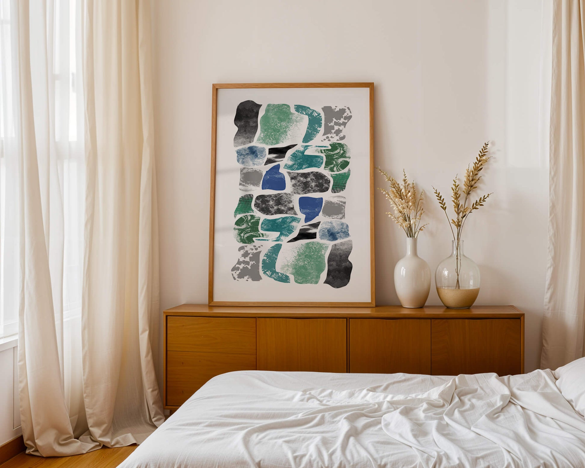Abstraktes Muster mit bunten strukturierten Formen in modernem Design