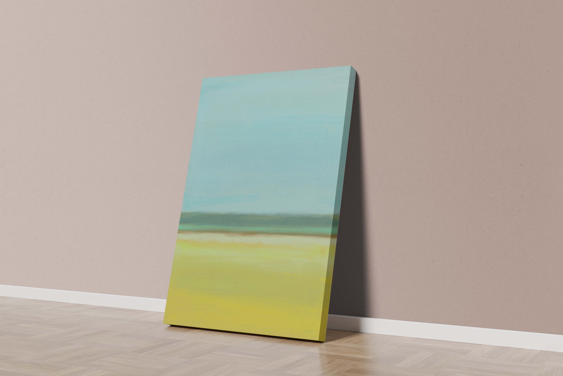 Paisaje abstracto con horizonte azul y amarillo