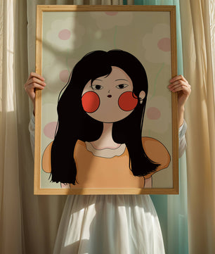 Charmante illustration d'une jeune femme avec un fond floral