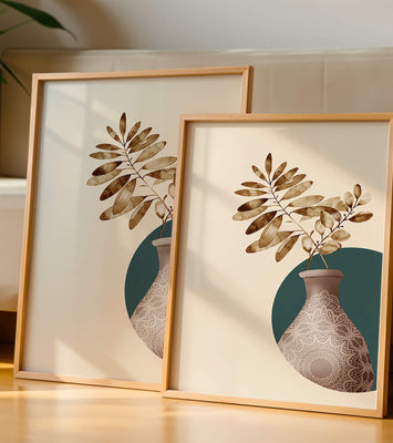 Elegant Botanical Illustration With Mandala Vase