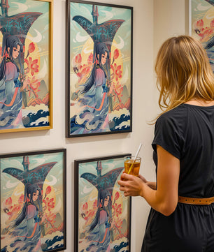 Art fantastique élégant : femme en tenue traditionnelle avec fond floral