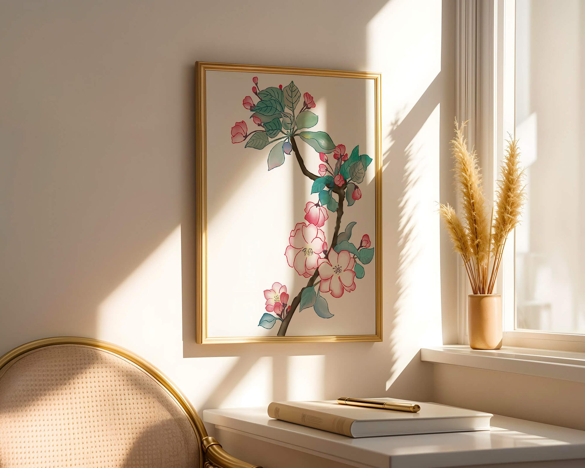 Elegant floral watercolor illustration with cherry blossom