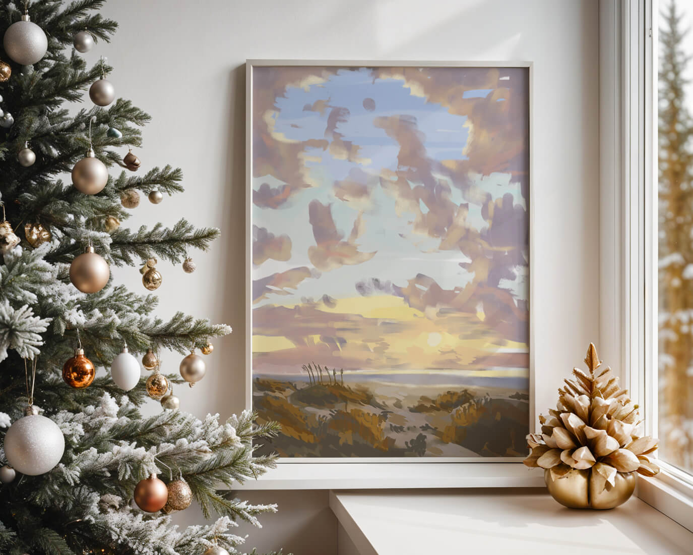 Serene landscape with morning sky and open fields