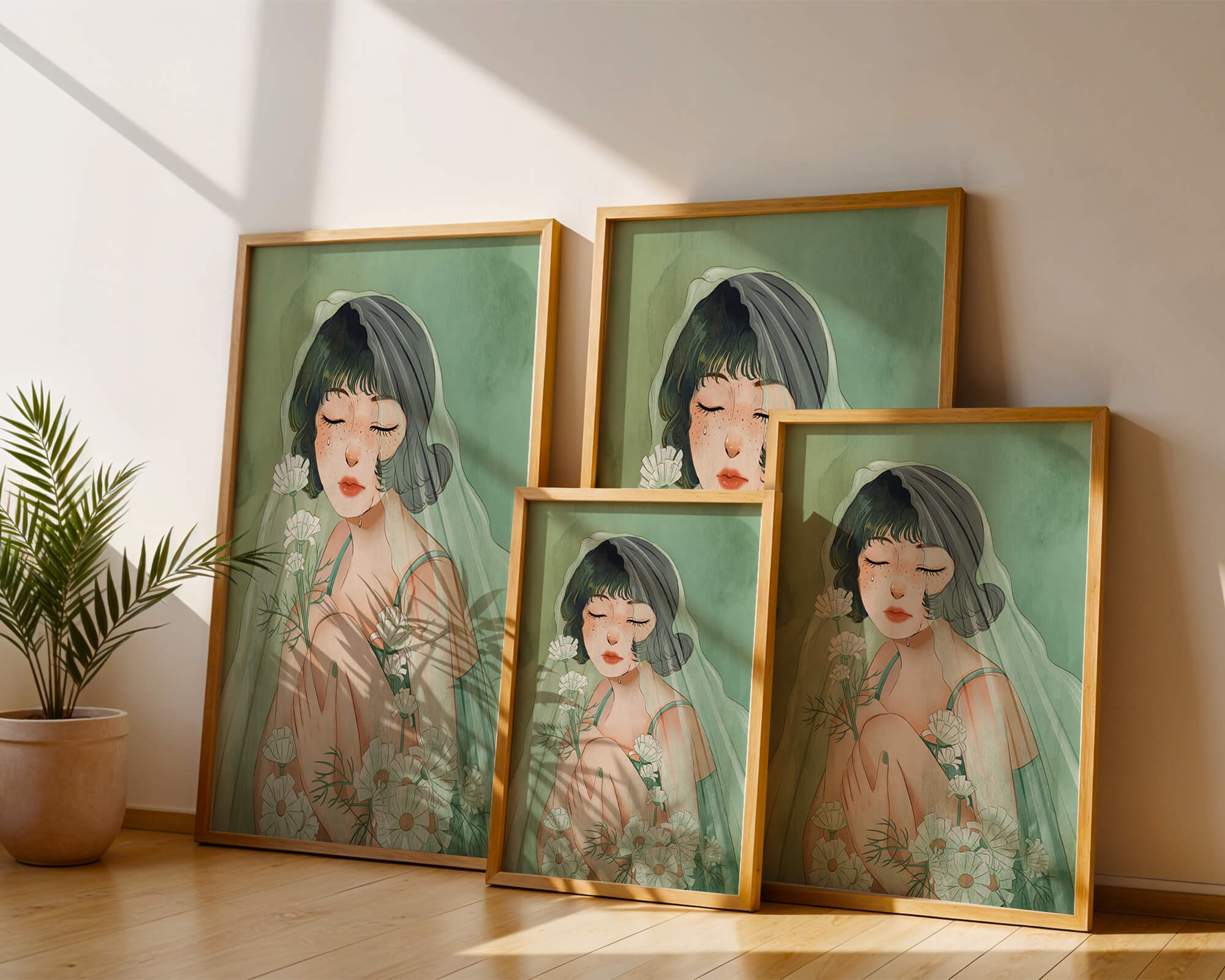 Emotional illustration of a woman surrounded by flowers