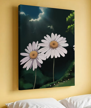 Sunlit Daisies in a Serene Landscape