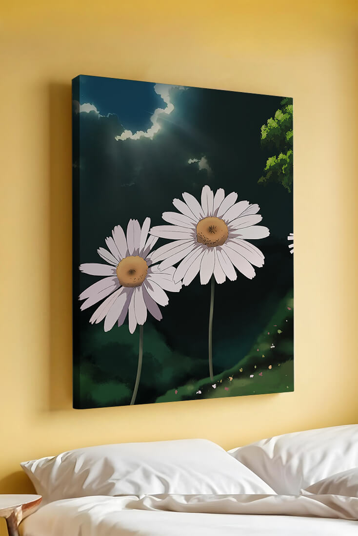 Sunlit Daisies in a Serene Landscape