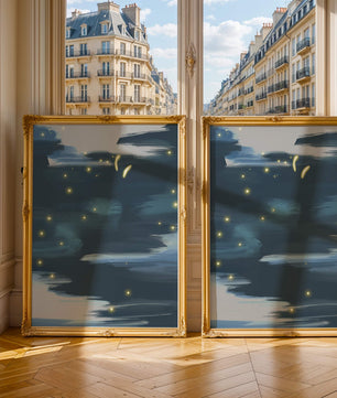 Ciel nocturne abstrait avec des éléments lumineux