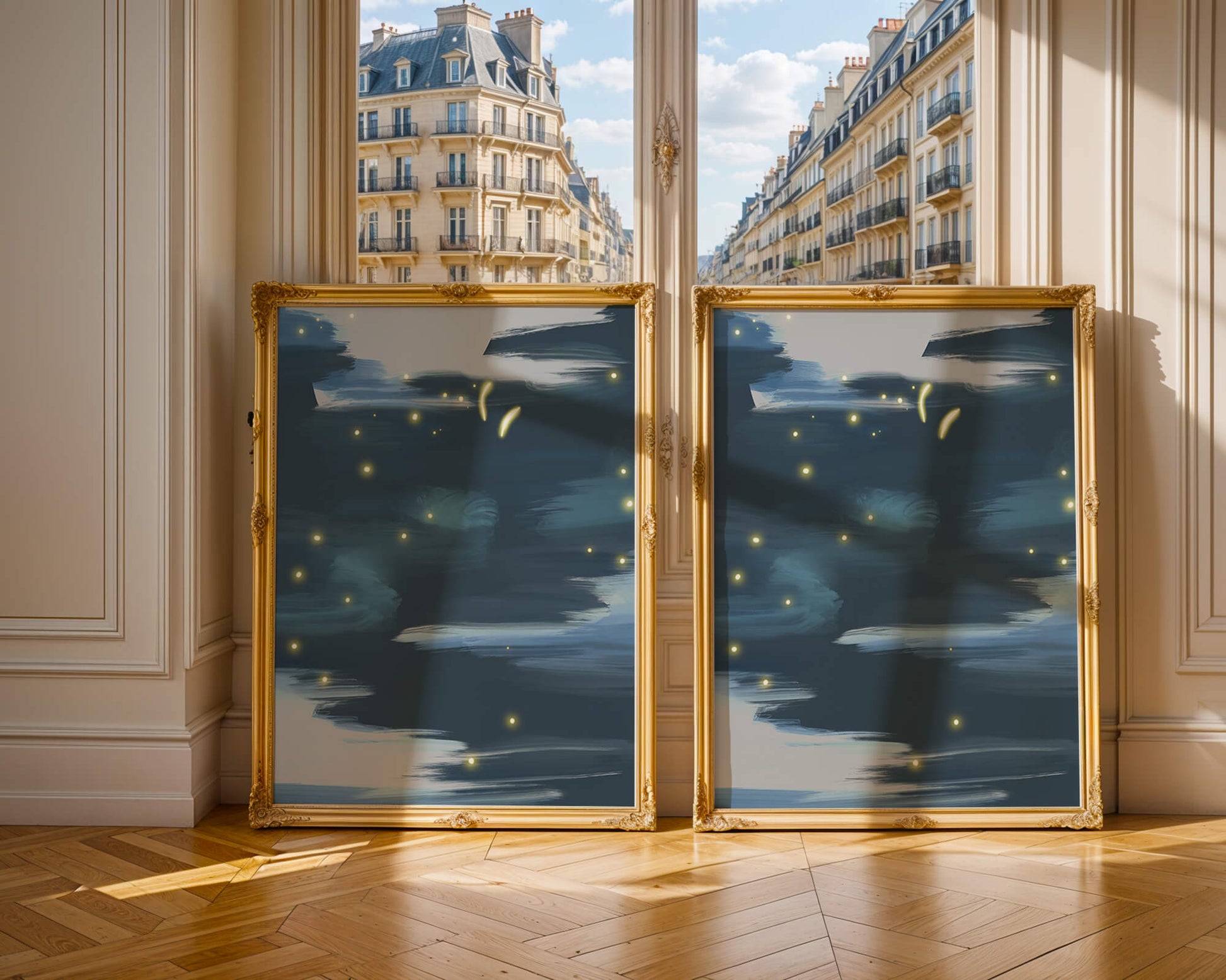 Abstract Night Sky With Glowing Elements