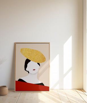 Abstract Portrait of a Woman with a Gold Hat - Mi tienda