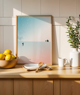 Paisaje Minimalista con Silueta en Ambiente Lluvioso