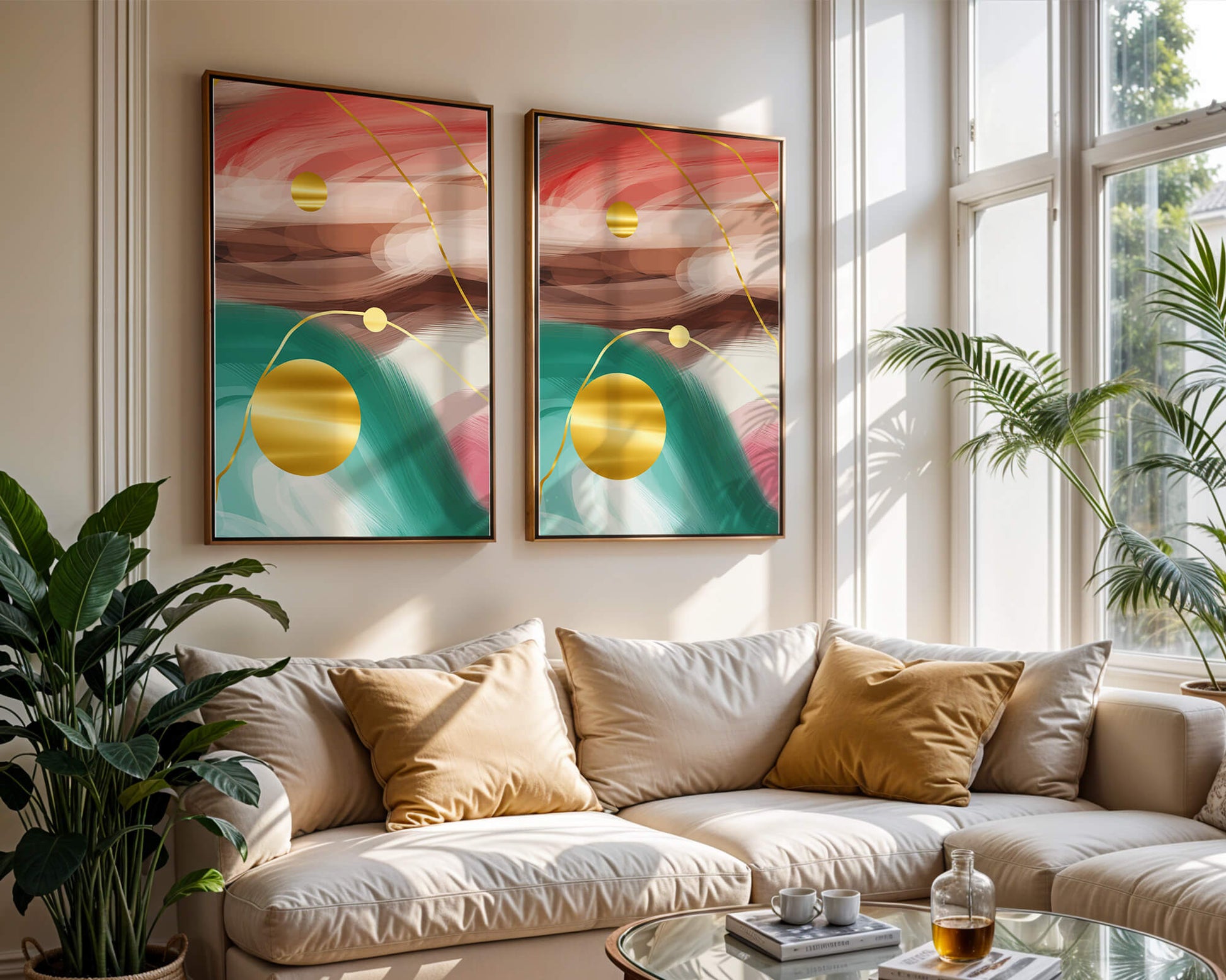 Abstract Expressionism with Gold Accents and Earthy Tones