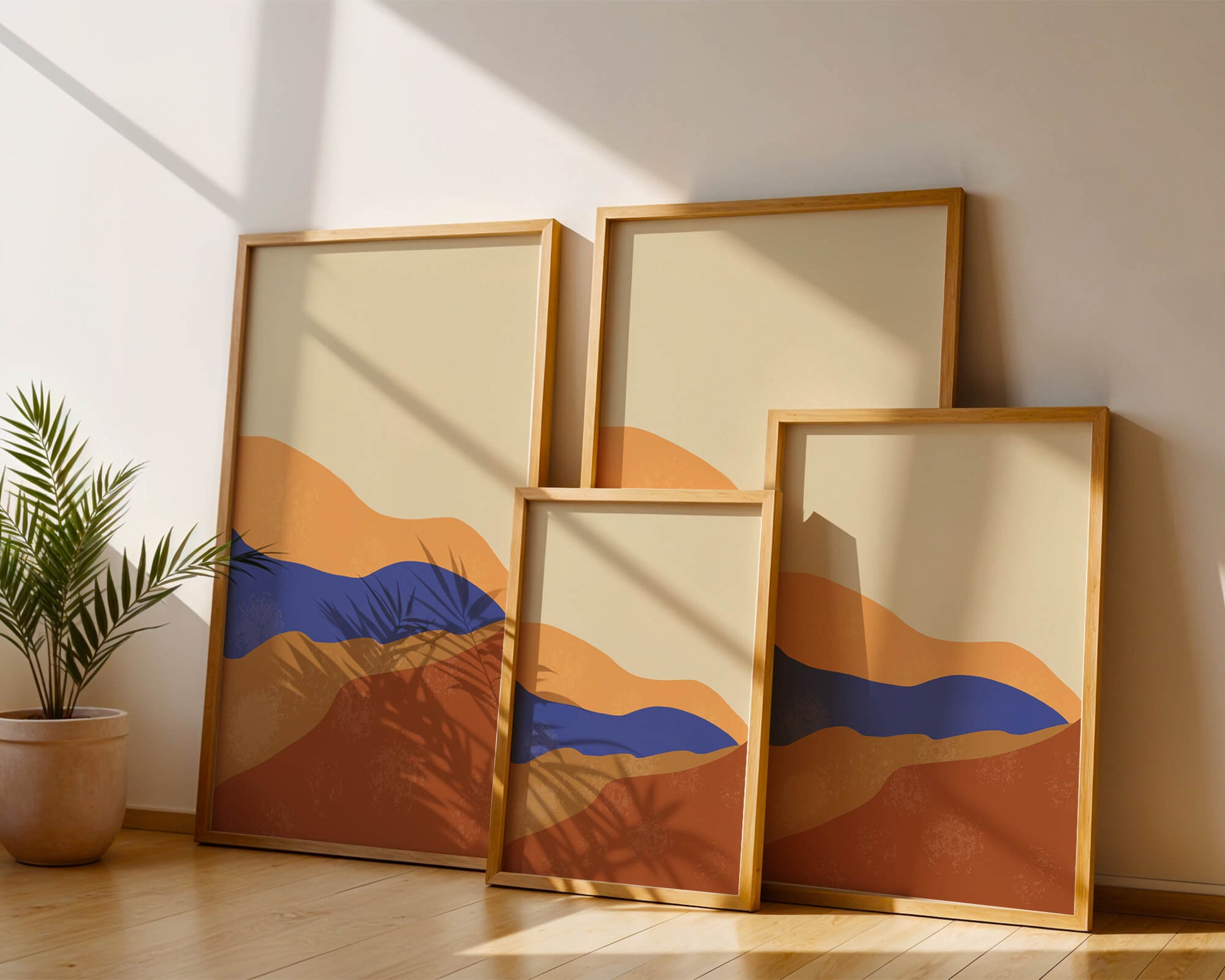 Paisaje abstracto con olas coloridas y bordes audaces