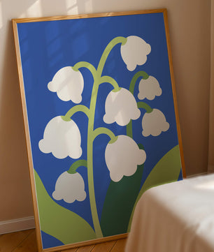 Abstract Lily of the Valley Illustration on Blue Background