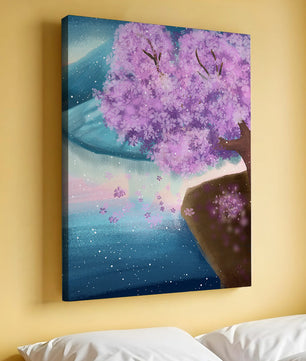 A Beautiful Cherry Blossom Tree in a Dreamlike Landscape